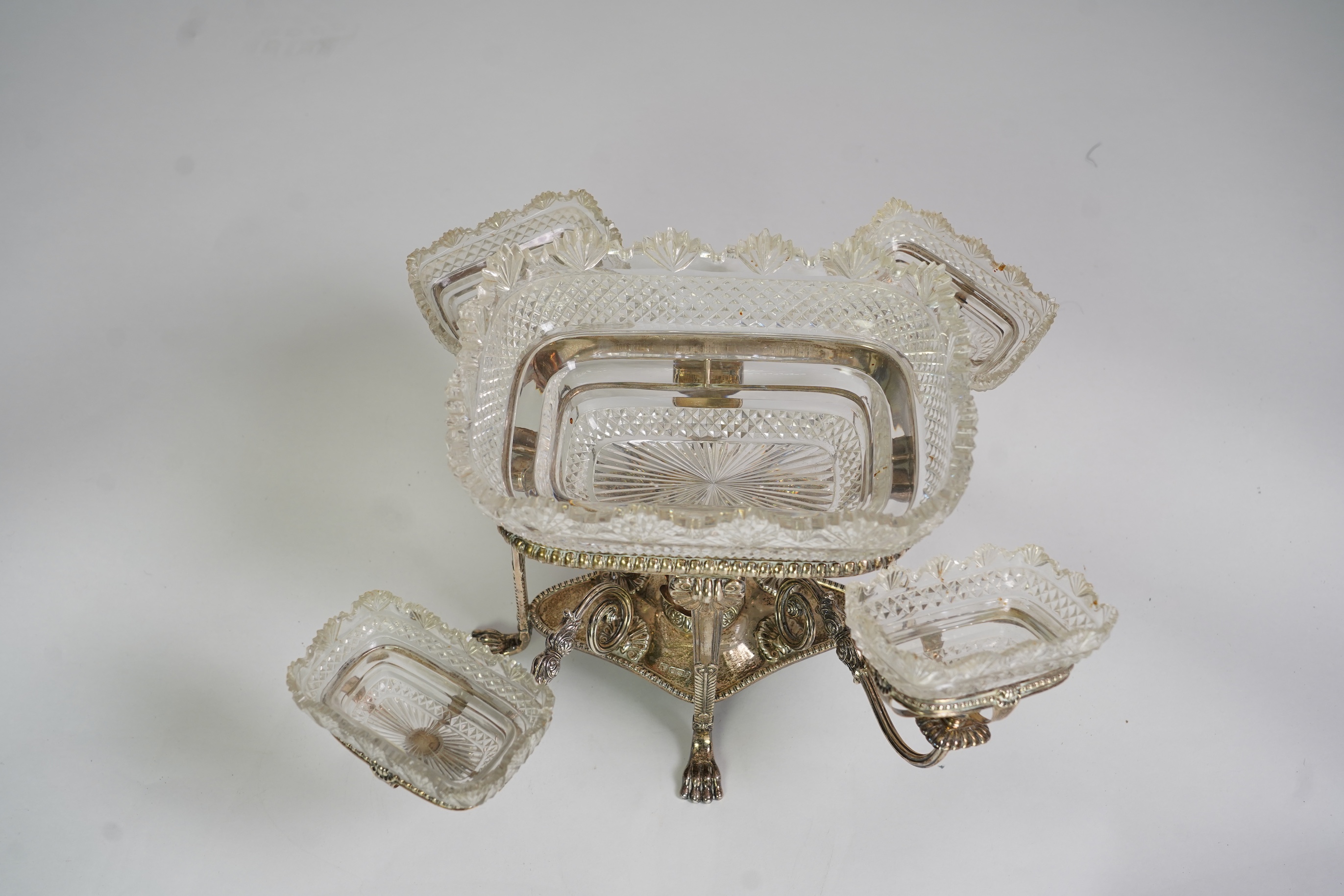An Edwardian silver epergne by Hawksworth, Eyre & Co